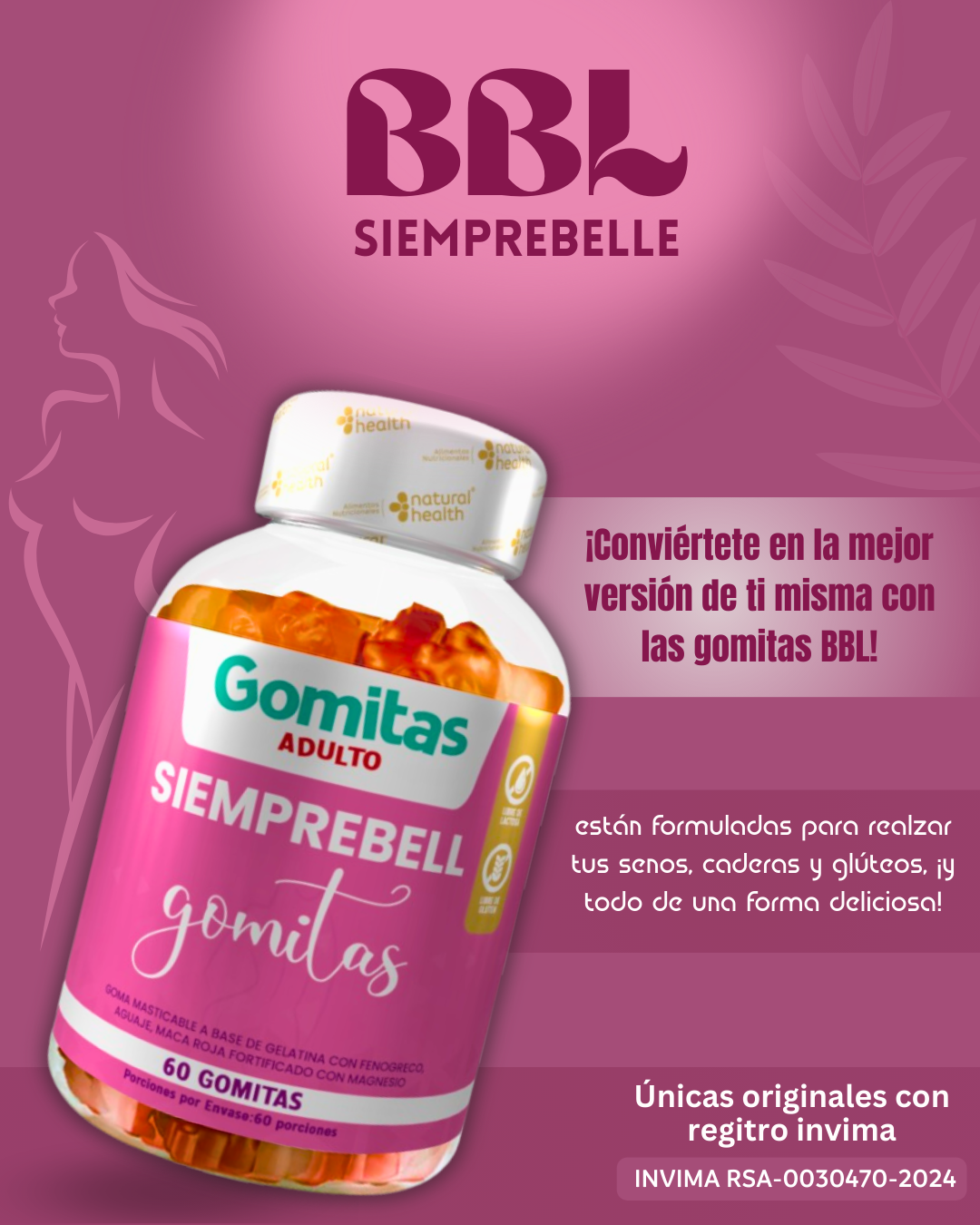 🍑 Gomitas Simprebell de Aguaje – Dale Forma Natural a Tus Curvas con Seguridad INVIMA 🔥COMPRA UNO Y OBTEN UN 50% DE DESCUENTO EN LA SEGUNDA UNIDAD