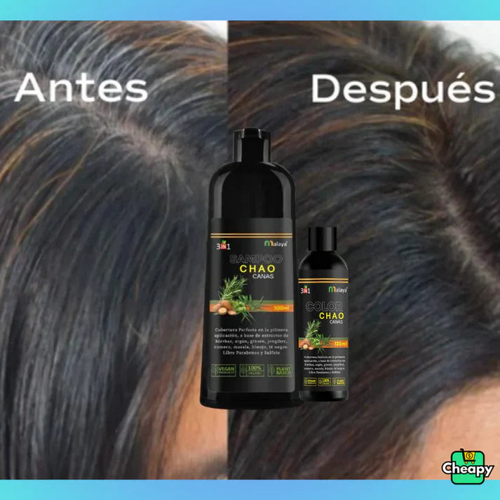 SHAMPOO CHAO 3 EN 1 CUBRE CANAS  40% DESCUENTO